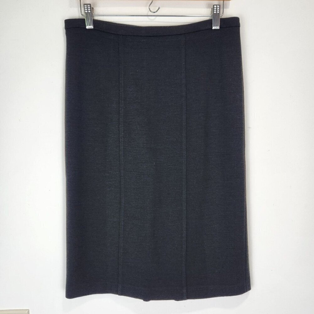 Armani Collezioni‎ Pencil Skirt 6 Black Wool Blend Italian Knit Ruffle Back